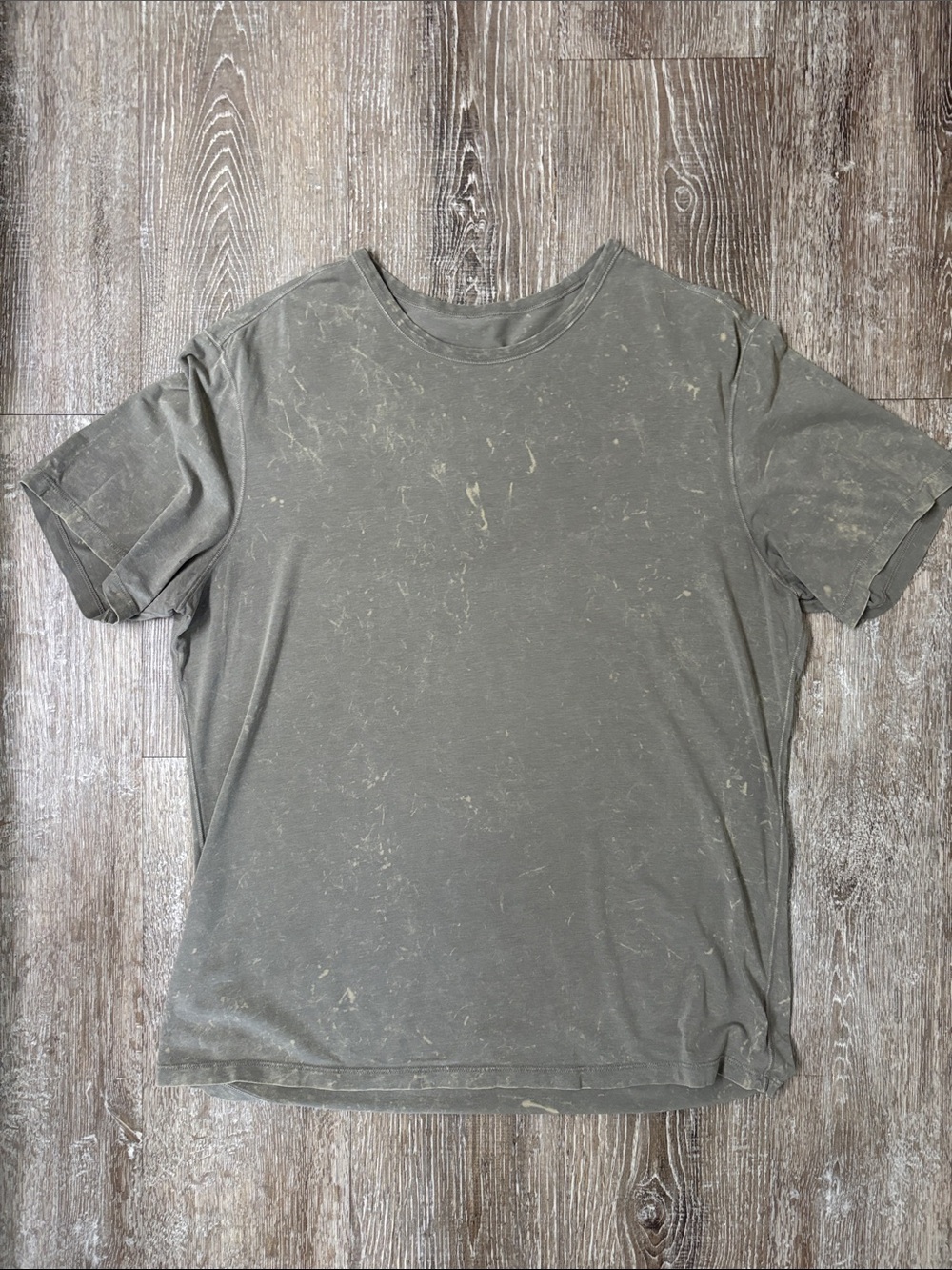 Lululemon Men's Olive Green Acid Wash Crew Neck T-Shirt